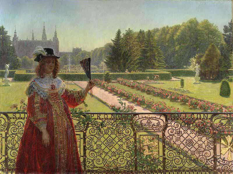 Kristian Zahrtmann Leonora Christina in the garden of Frederiksborg Palace. oil painting image
